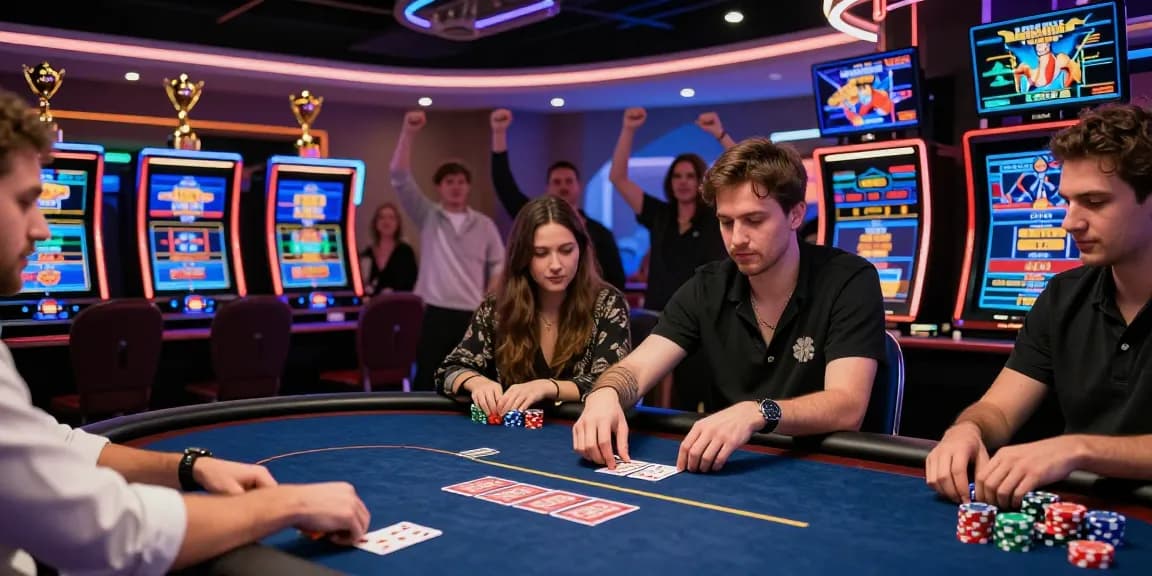 A player enjoying an adrenaline-fueled moment at a poker table in an online gaming environment, representing the excitement of 123 b.