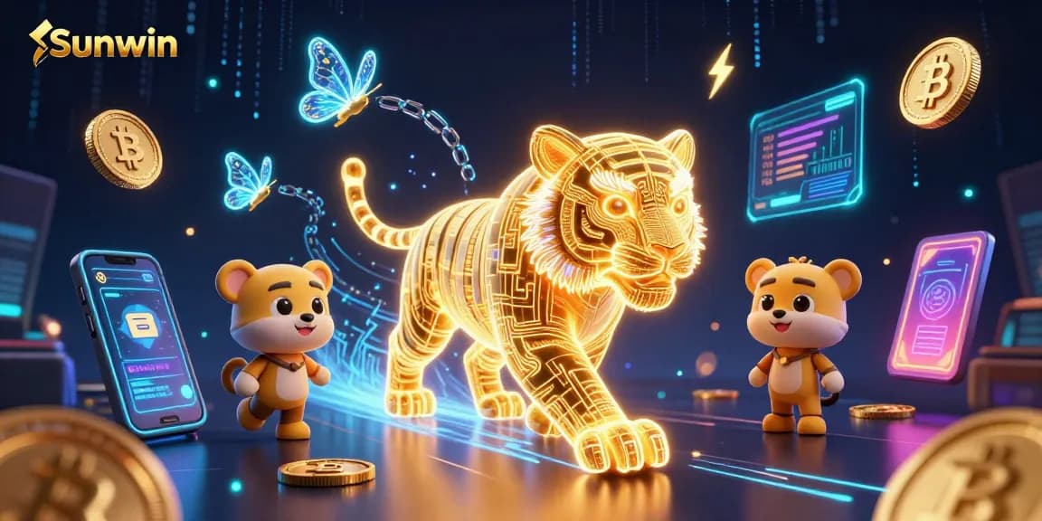 Experience thrilling gaming adventures with Sunwin's vibrant digital casino, featuring neon elements and cryptocurrency.
