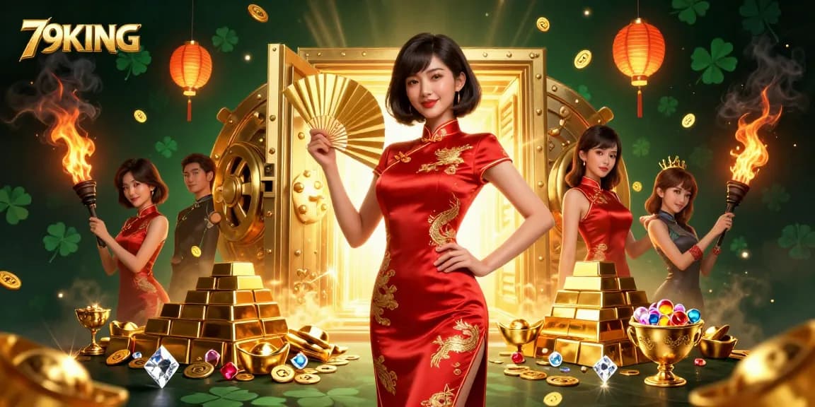 Explore vibrant 79KING casino adventures with dynamic gold coins and festive symbols.