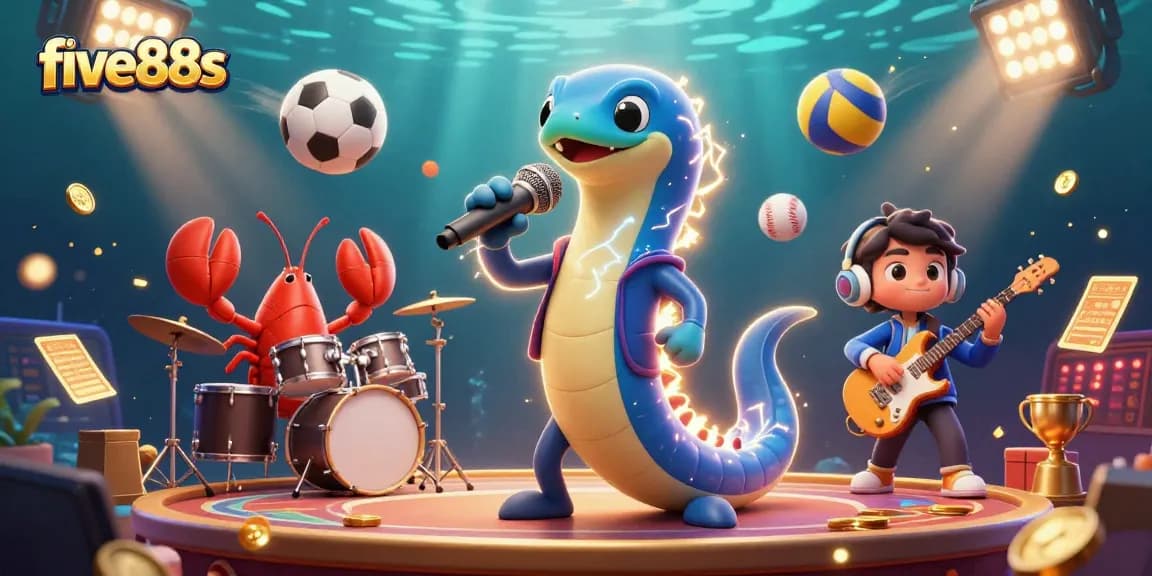 Experience the underwater excitement of five88s with a lively electric eel DJ and band in action.