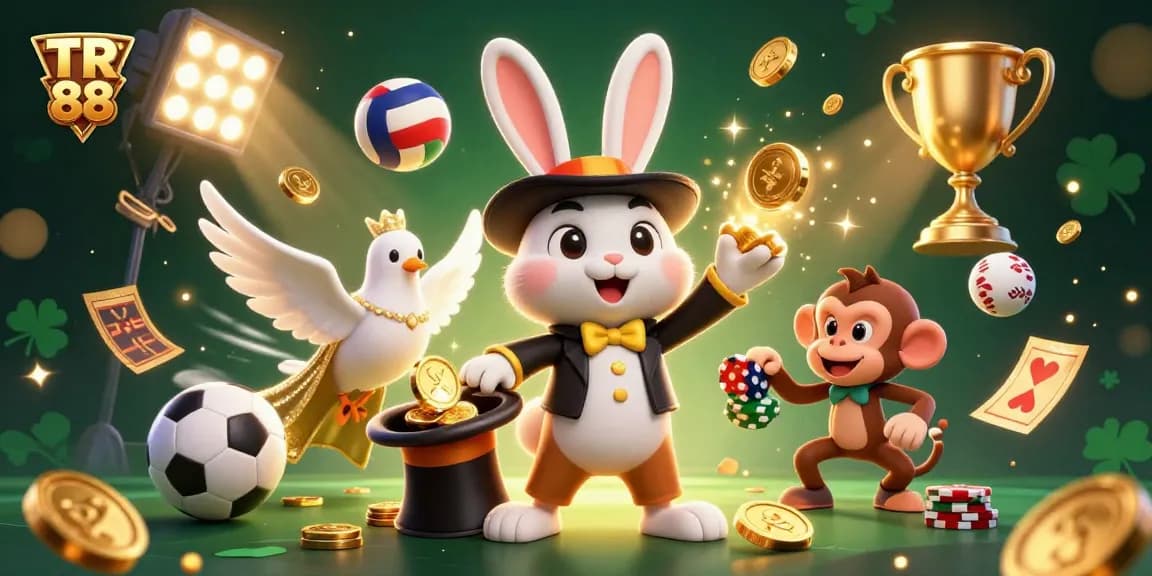 Compete with TR 88 by placing bets in a vibrant casino scene filled with excitement and gold.