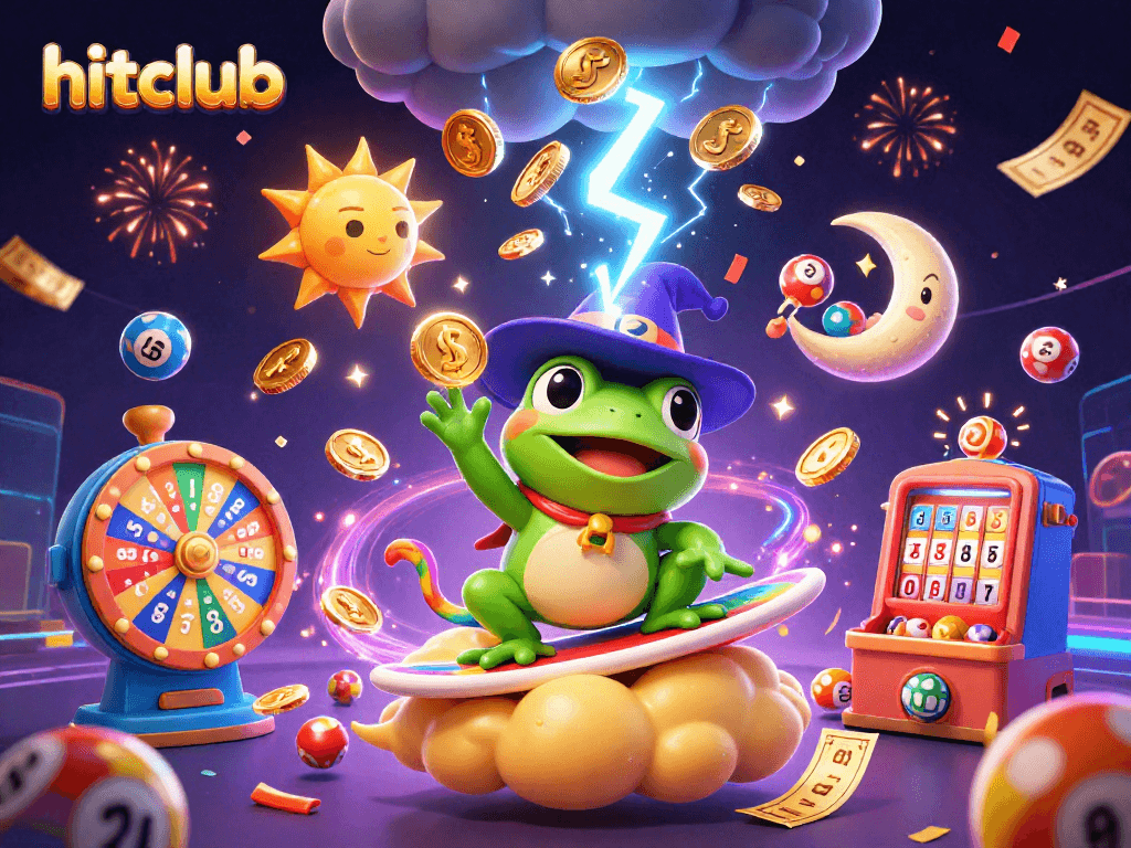 Experience the thrill of hitclub with a vibrant scene of magical creatures and dynamic gaming elements.