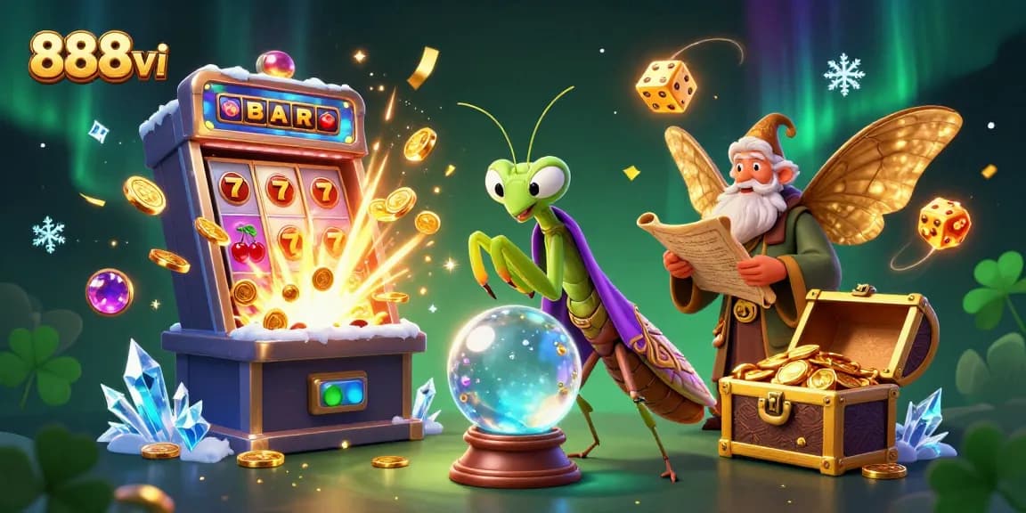 Experience thrilling excitement with 888vi in a vibrant 3D casino atmosphere filled with jackpots and game symbols.