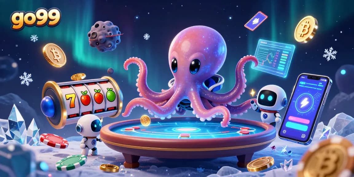 Engage with go99's galactic casino experience, showcasing vibrant gaming action and crypto rewards.
