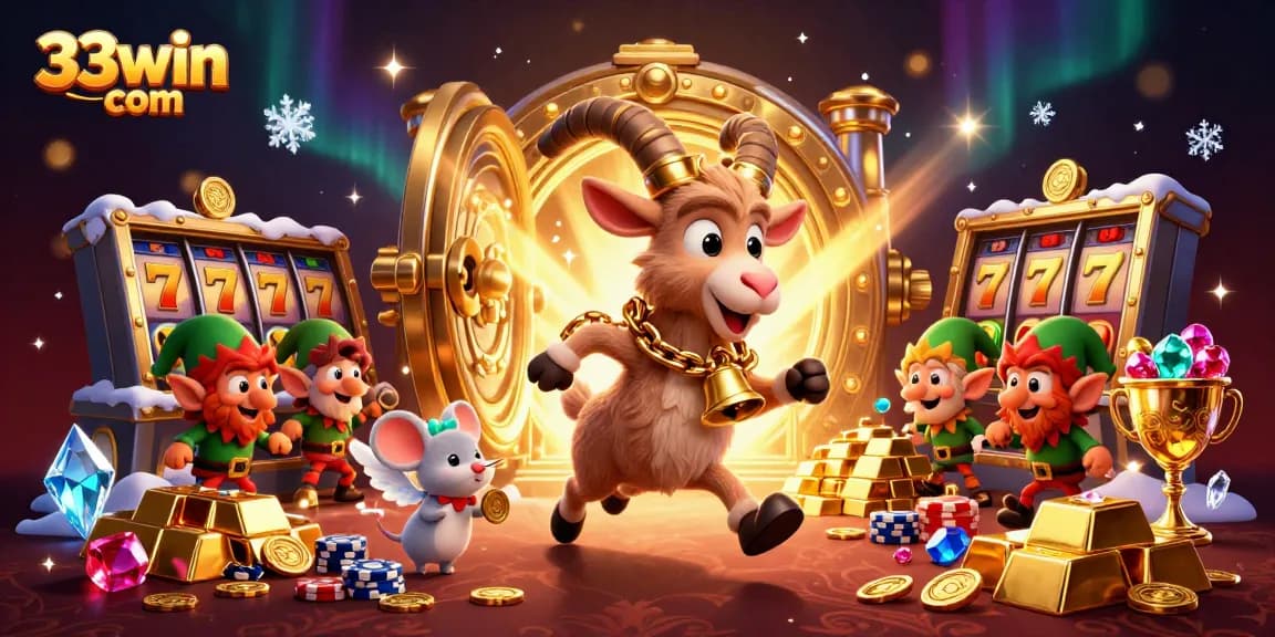 Experience the thrill of winning at 33win com with vibrant casino characters and festive elements.