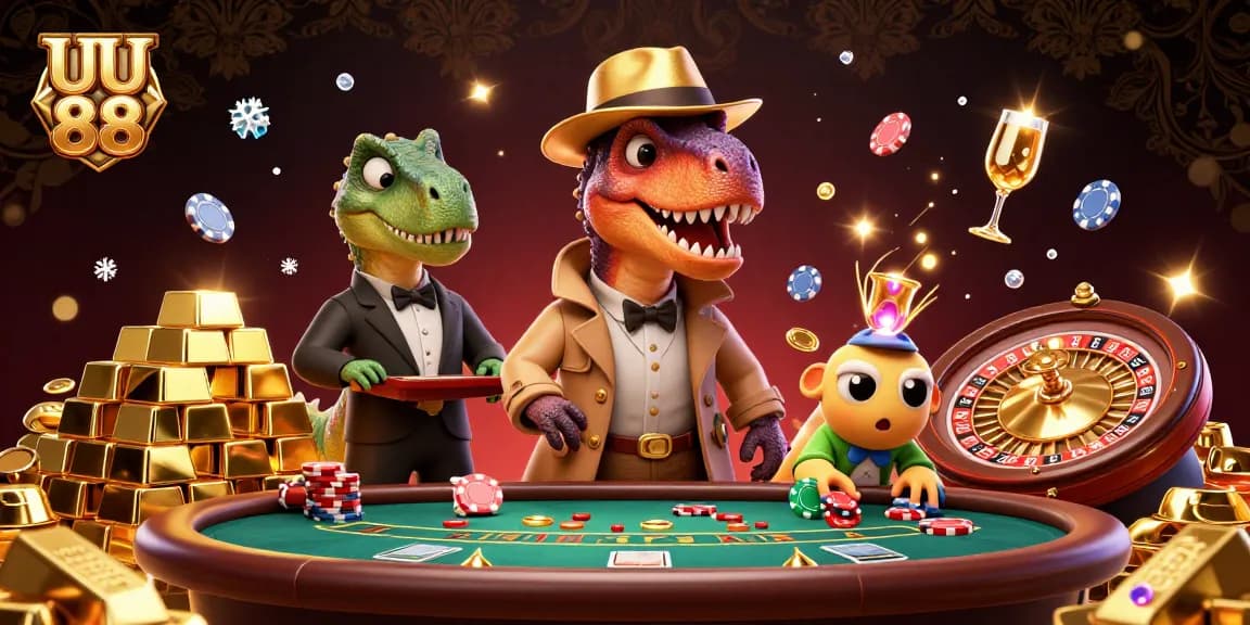 Experience thrilling gameplay at UU 88 with our vibrant casino scene filled with action and excitement.