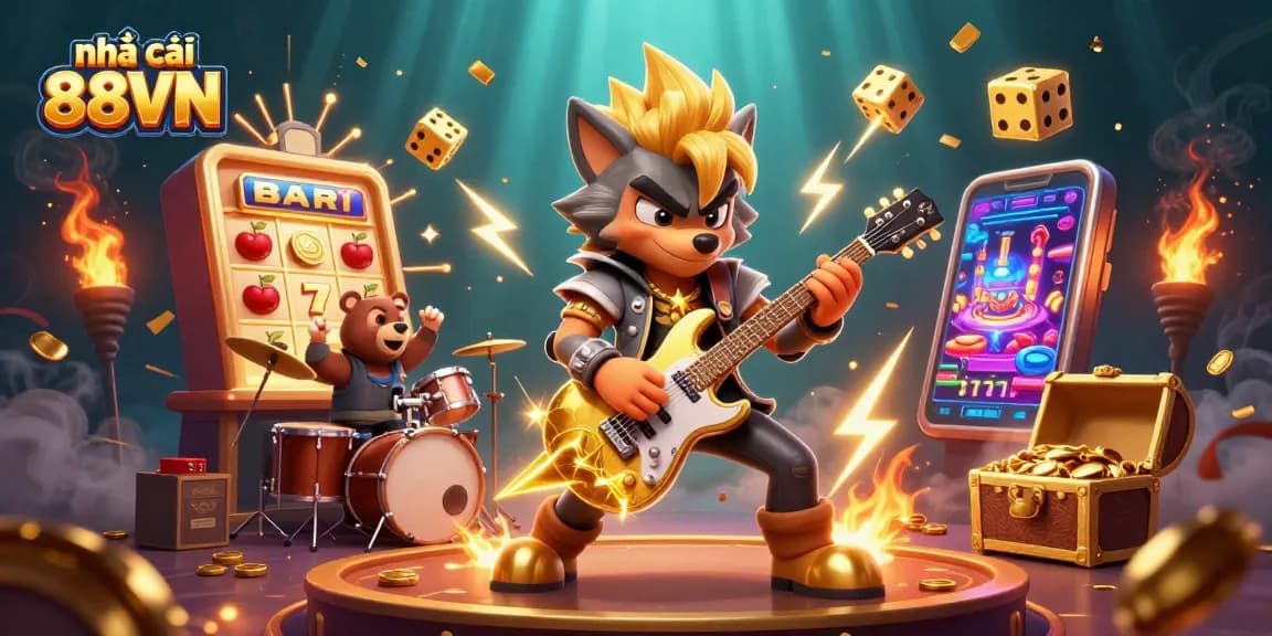 Engage with the vibrant world of nhà cái 88VN featuring lively casino elements and characters.