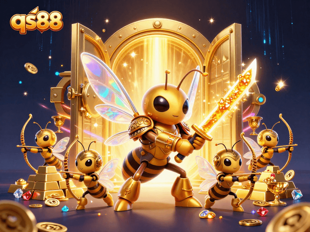 Engage with qs88 in an electrifying casino experience featuring a samurai hornet and treasure.
