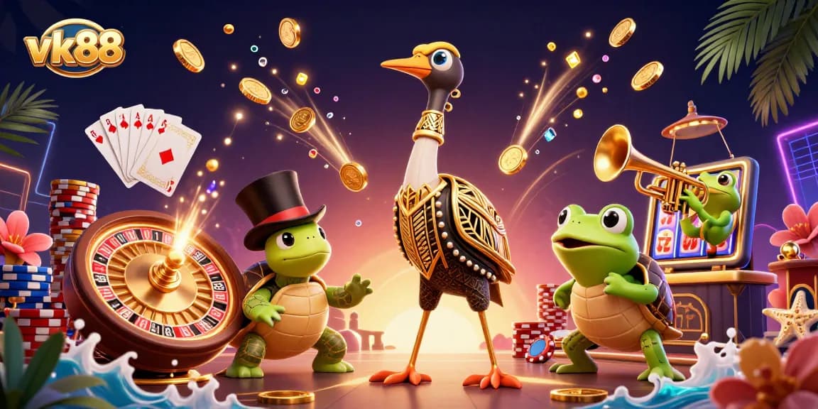 Experience thrilling play at vk88 with iconic characters and dazzling casino elements in a vibrant setting.