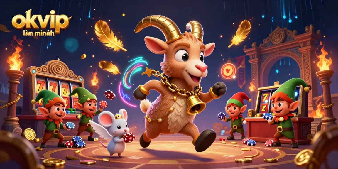 Engage with okvip liên minh at an exciting casino scene featuring interactive characters and vibrant gaming elements.