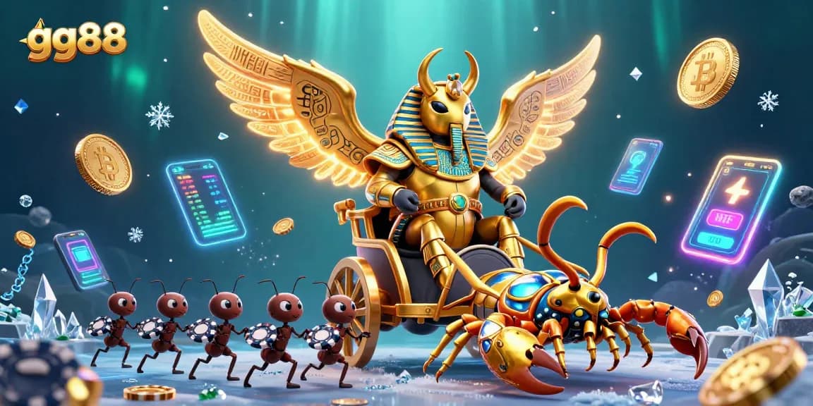 Spin to win with gg88 in a vibrant 3D casino scene filled with golden and glowing elements.