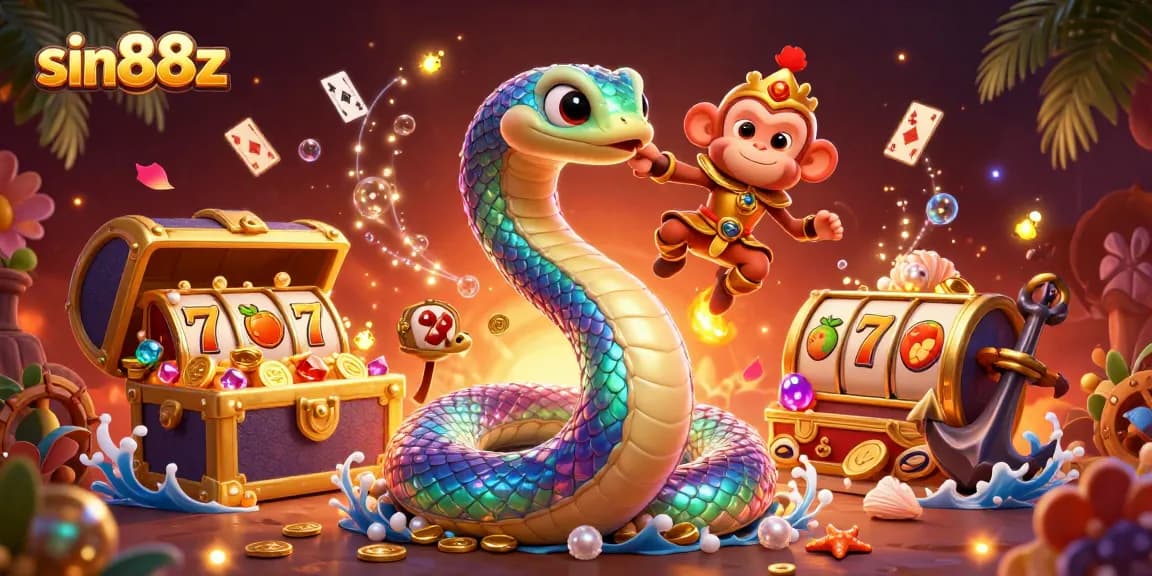 Engage with sin88z and discover thrilling slots action featuring a vibrant 3D rainbow serpent.