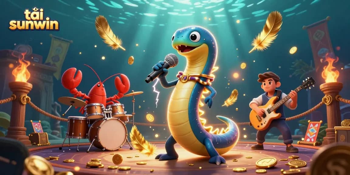 Experience the thrill of tải sunwin with this dynamic underwater casino scene featuring vibrant characters.