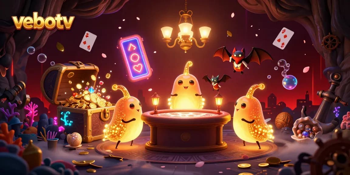 Engage with vebotv's casino experience featuring vibrant glowworms illuminating a dynamic betting environment.