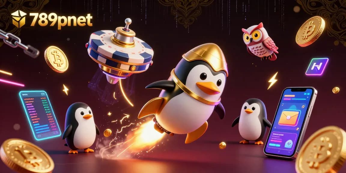 Experience dynamic casino adventures with the 789pnet rocket penguin racing through a vibrant cosmic backdrop.