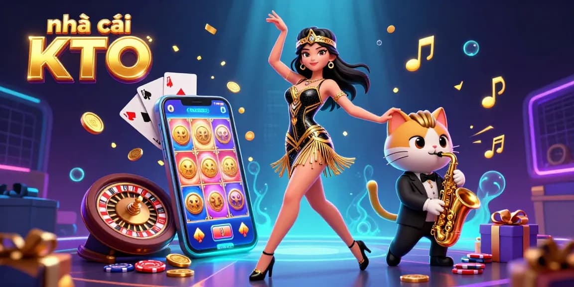 Experience excitement at nhà cái KTO with a vibrant 3D casino scene featuring engaging game elements.
