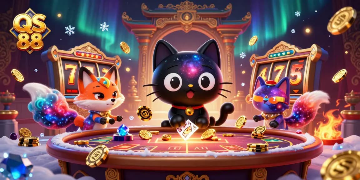 Experience thrilling gameplay at QS 88 with a captivating cosmic casino scene filled with unique characters and vibrant elements.
