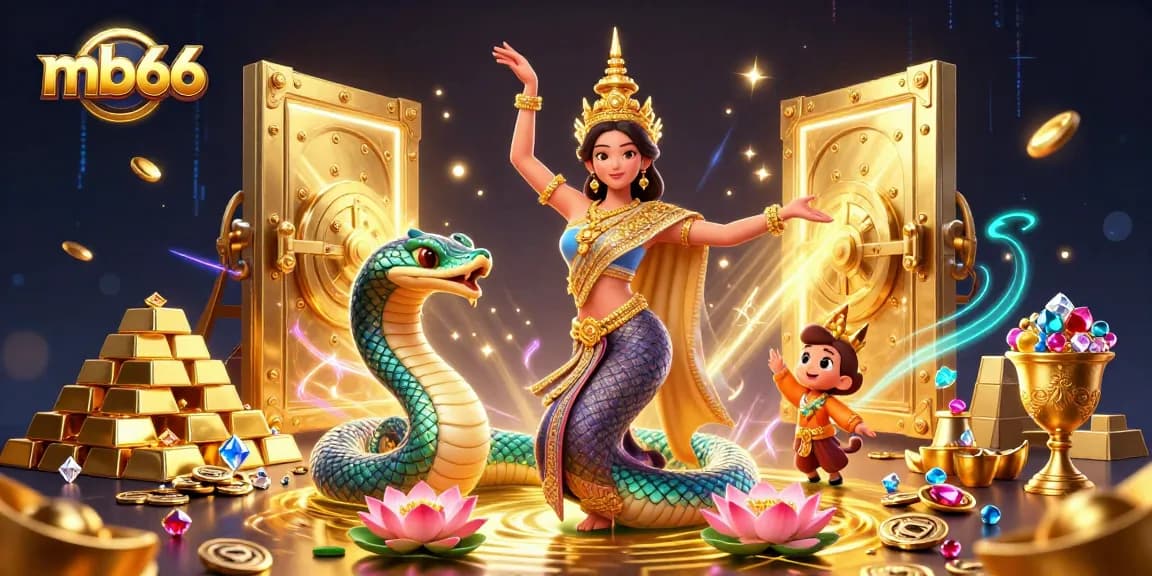 Experience the thrill of mb66 with a vibrant casino scene filled with treasures and dynamic energy.