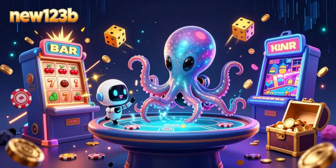 Experience new123b's vibrant casino atmosphere with thrilling games and lively characters!