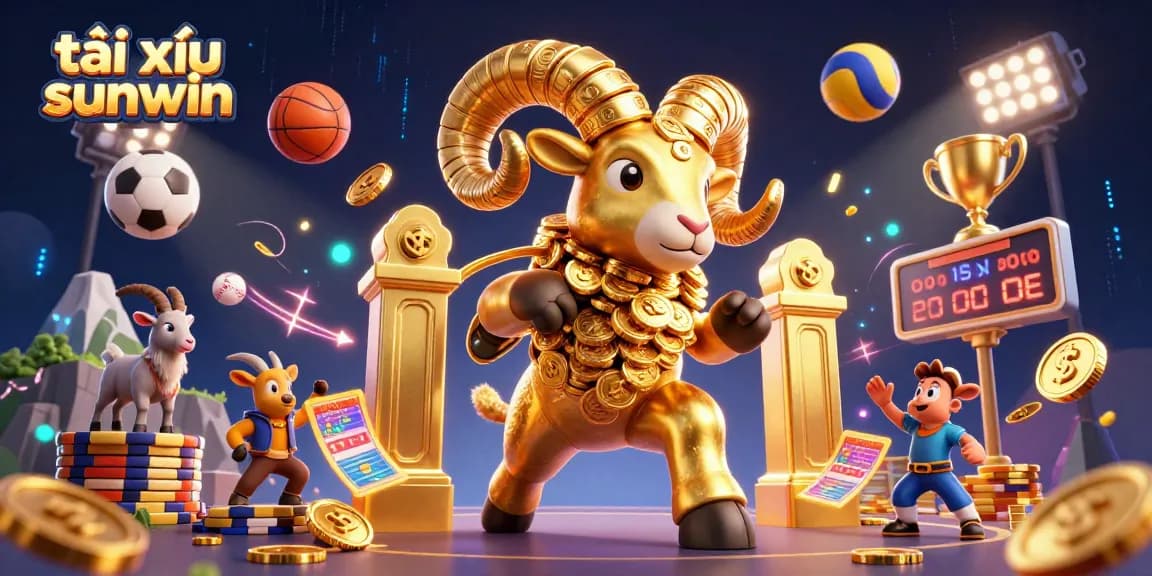 Experience the thrill of tài xỉu sunwin with dynamic gameplay, animated sports elements, and golden treasures.