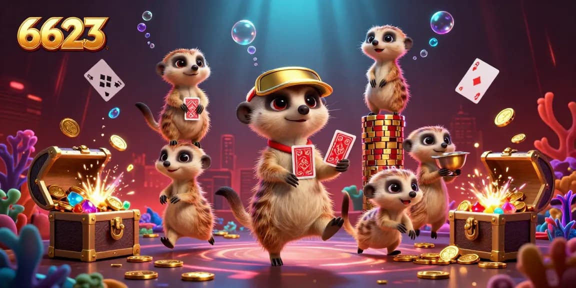 Engage in thrilling gameplay at 6623 casino with meerkats at the helm in an exciting scene.