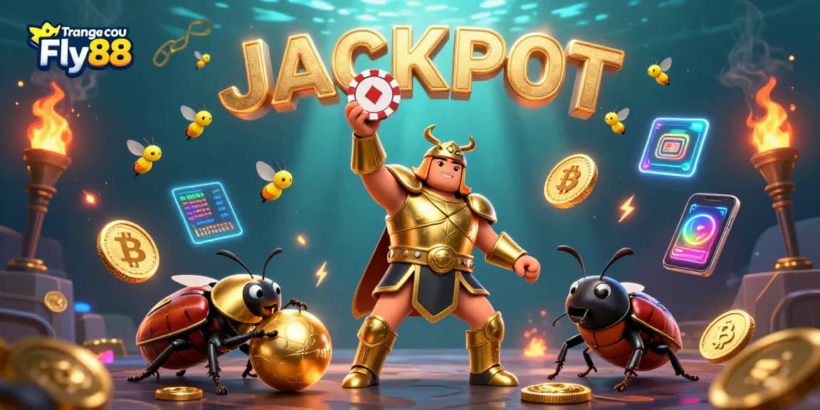 Experience wins at Trang chủ Fly88 with lively characters in a vibrant casino setting.