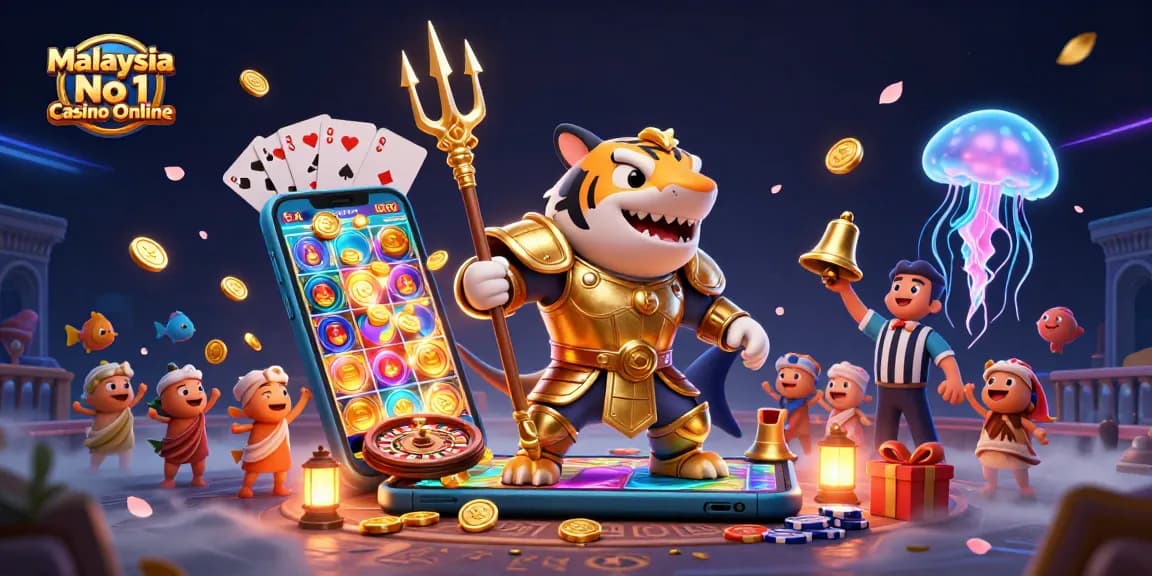 Experience thrilling gameplay at Malaysia No 1 Casino Online with this vibrant 3D casino scene.