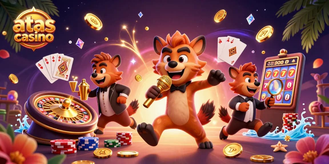 Engage with the vibrant atmosphere of atas casino featuring hyenas mixing drinks and performing stand-up comedy.