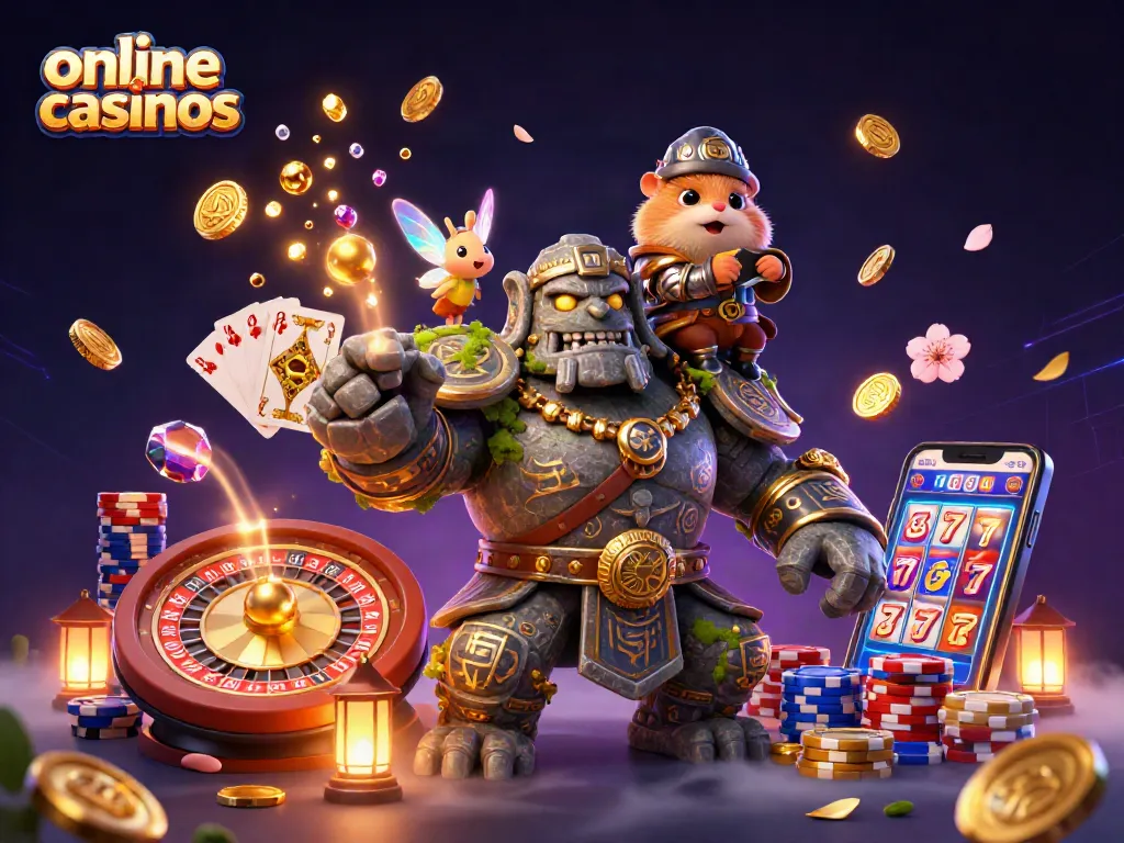 Experience the thrill of online casinos with a magical golem, fairy, and hamster knight adventure.
