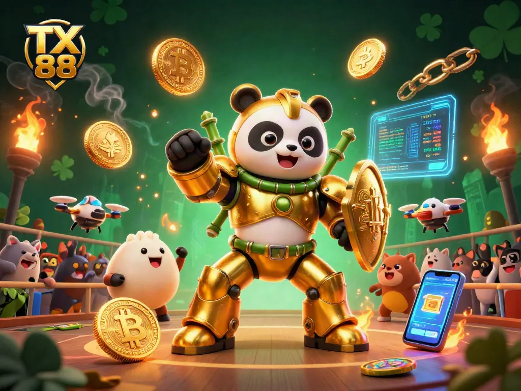 Experience thrilling wins at TX 88 as a golden panda battles in an exciting casino arena.