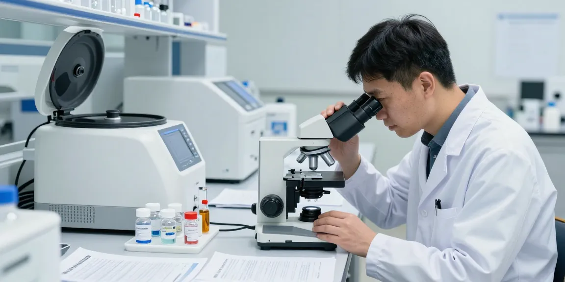 Laboratory focused on SwissChems Peptide research with vials and scientific equipment.