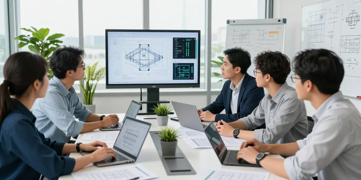 Engineering Services USA team collaborating on structural designs in a modern office.