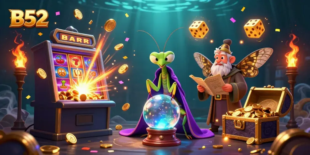 Engage with B52's vibrant casino universe, featuring a fortune teller and rich game elements