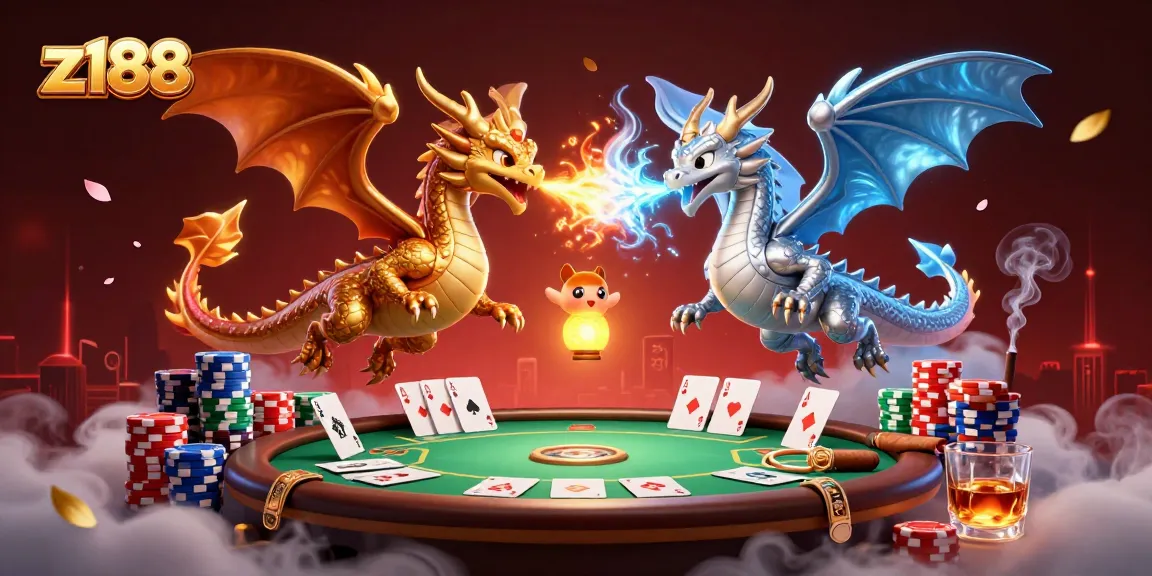Engage with z188's thrilling poker scene featuring 3D dragons and vibrant betting elements.