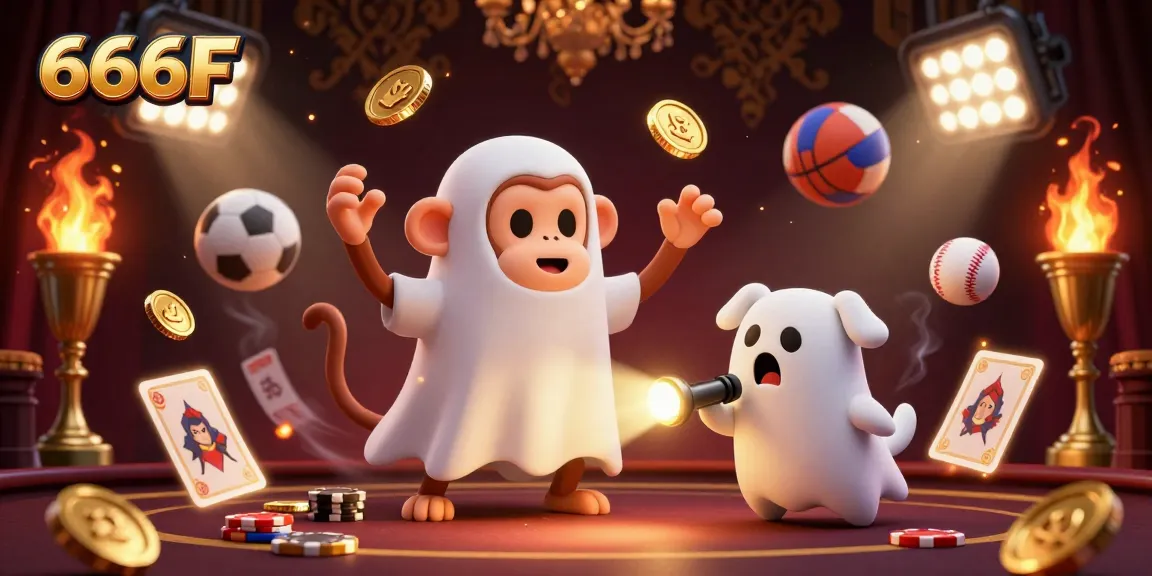Engage in thrilling games at 666F, where a mischievous poltergeist monkey juggles golden prizes in a haunted casino.
