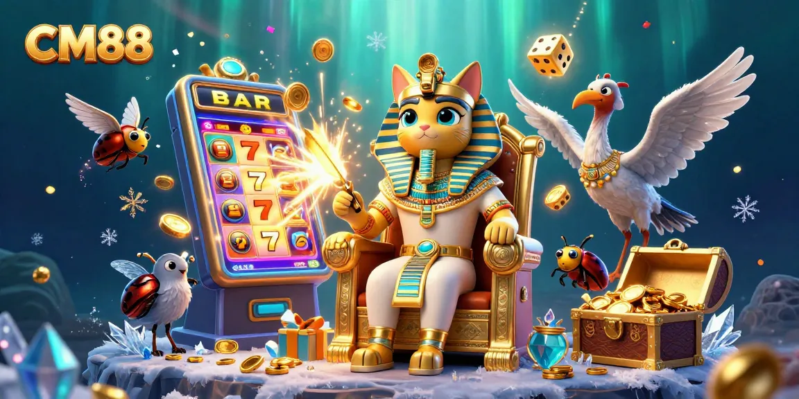 Spin to win big with CM88 at a vibrant online casino jackpot scene featuring rich gaming elements.