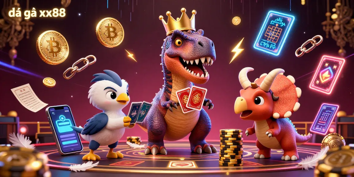 Experience high-stakes action at đá gà xx88 with a dynamic scene of unique characters and vibrant elements.