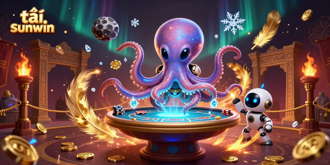 Engage with tải sunwin as an alien octopus masterfully plays poker amidst cosmic excitement.