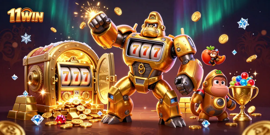 Experience thrilling gameplay with 11WIN in this vibrant 3D casino scene bursting with excitement.