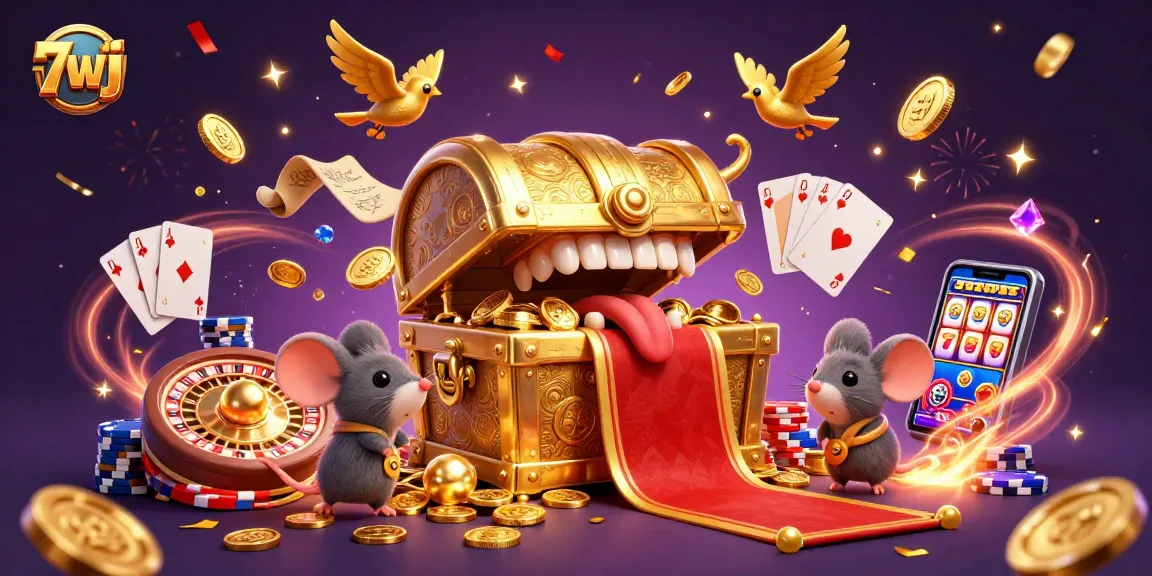 Engage with 7wj's vibrant casino scene featuring treasure, animated riches, and dynamic gaming elements.