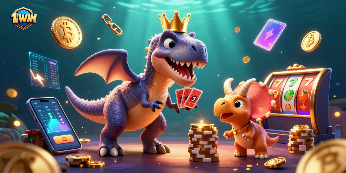 Experience the thrilling world of 11WIN casino with friendly characters and crypto elements in a vibrant scene.